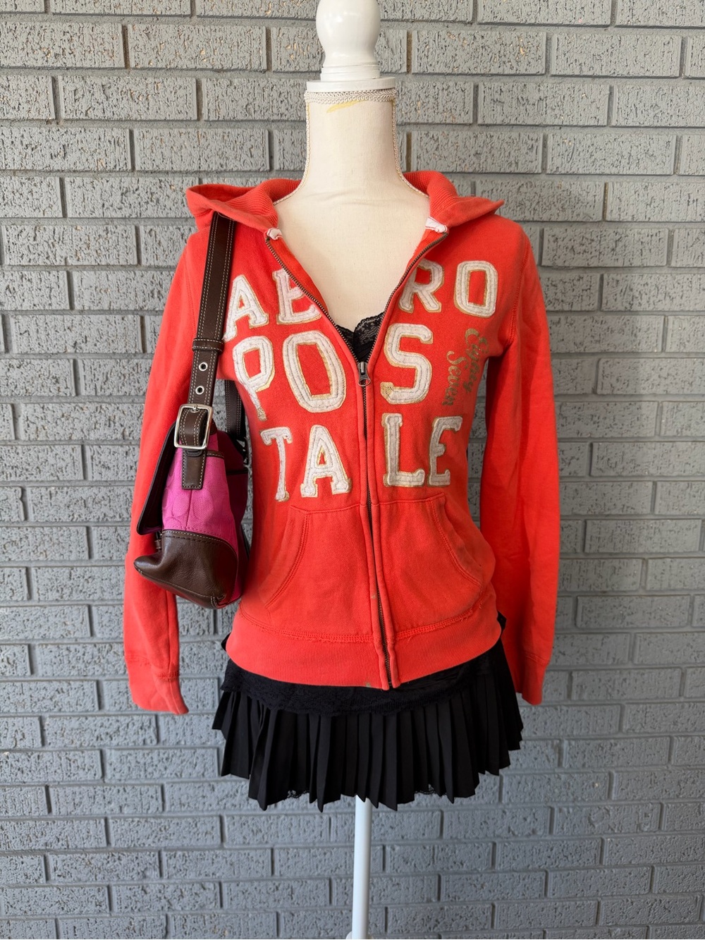 Y2K Aeropostale Sporty Zip-Up Jacket Preppy Blokecore Big Logo Hoody Size XS